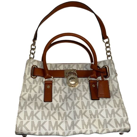 Michael Kors Signature Cream Tan Hamilton Medium - Picture 4 of 16